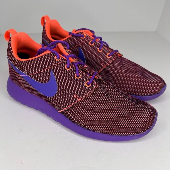 Nike Womens 511882-852 Roshe Run Bright Mango HyperGrape Size 8 Running Shoes - Picture 2 of 9